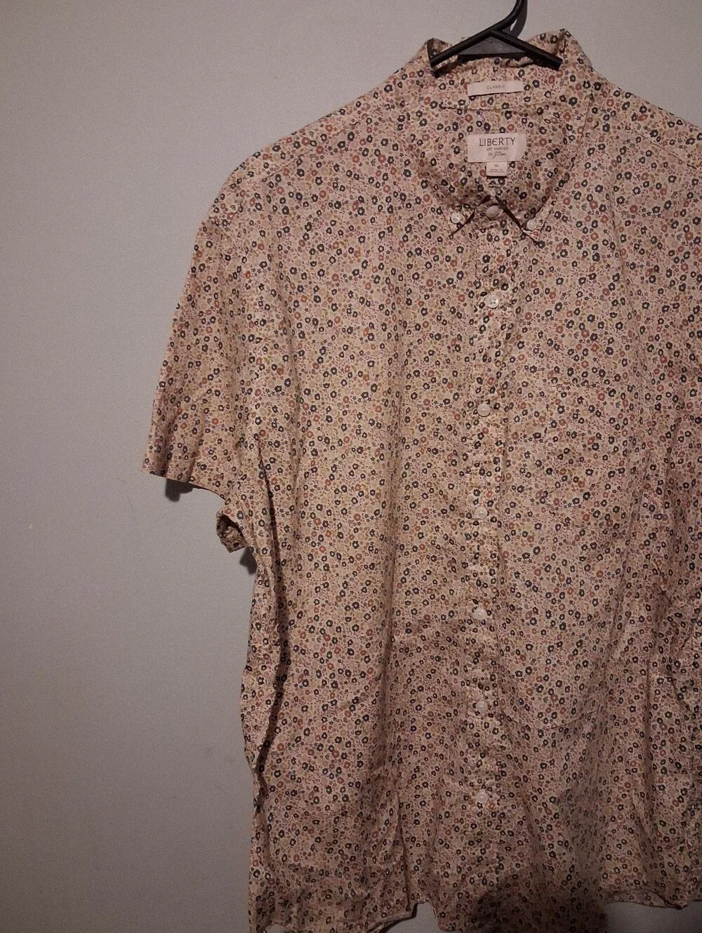 J. Crew Liberty Fabric Button Floral Shirt Short Sleeve Button Down Sz XL Boho